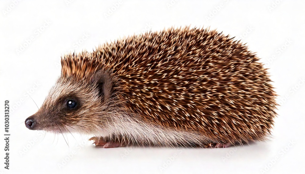 hedgehog is a brown spiny mammal of the subfamily Erinaceinae the spines which are hollow hairs made stiff with keratin and are not poisonous or barbed. Isolated on white background with copy space hedgehog is a brown spiny mammal of the subfamily Erinaceinae the spines which are hollow hairs made stiff with keratin and are not poisonous or barbed. Isolated on white background with copy space