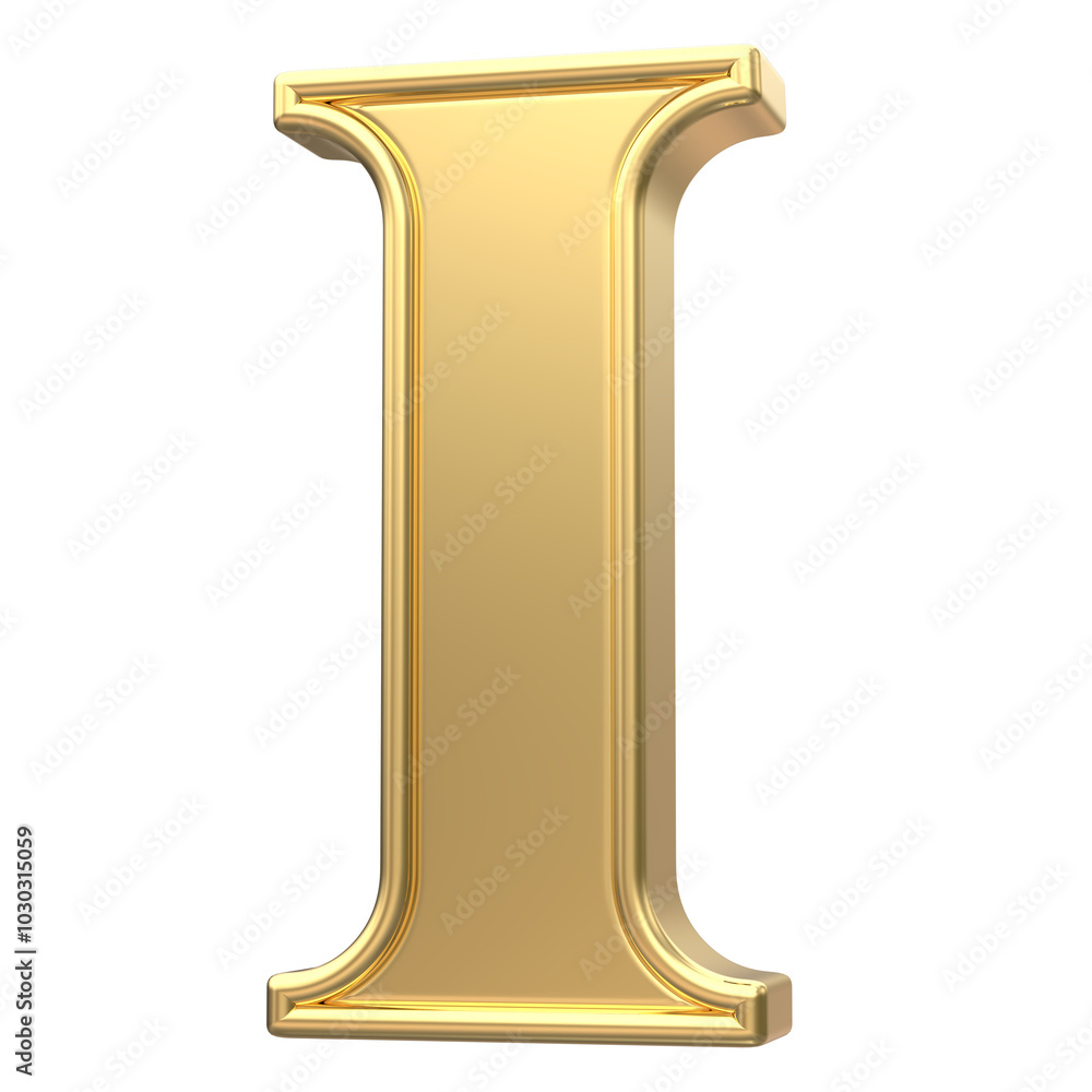 Gold I Font 3D Render Gold I Font 3D Render
