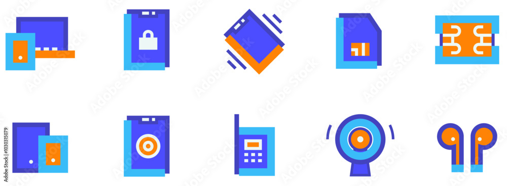 Set of Mobile Devices & Parts icons Set of Mobile Devices & Parts icons