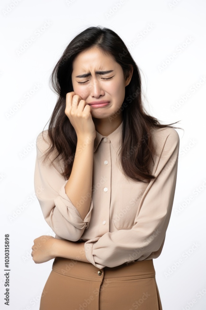 A cute asian woman looks sad sadness worried adult. A cute asian woman looks sad sadness worried adult.