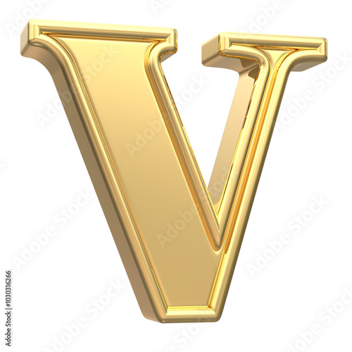 Konstfotografi Gold v Font 3D Rendering