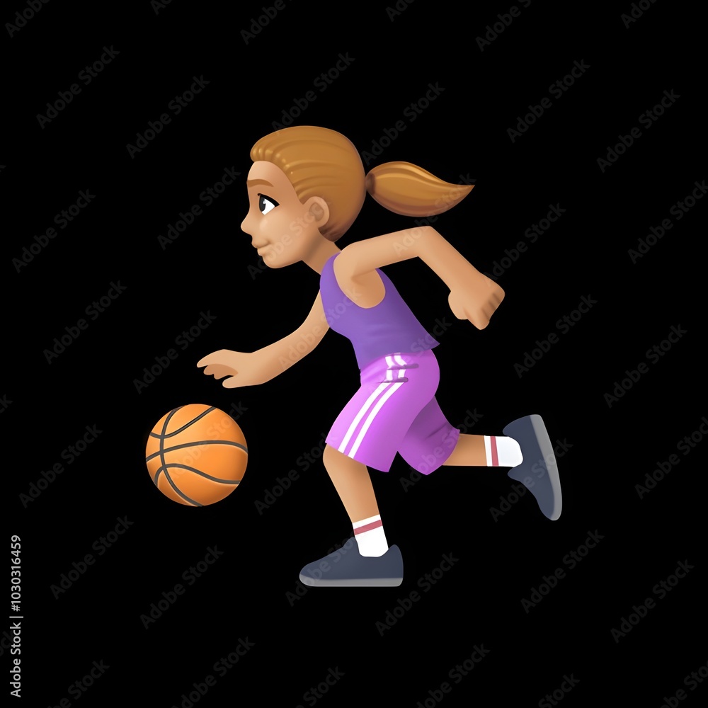 3D Basketball Player Emoji – Dribbling Action
