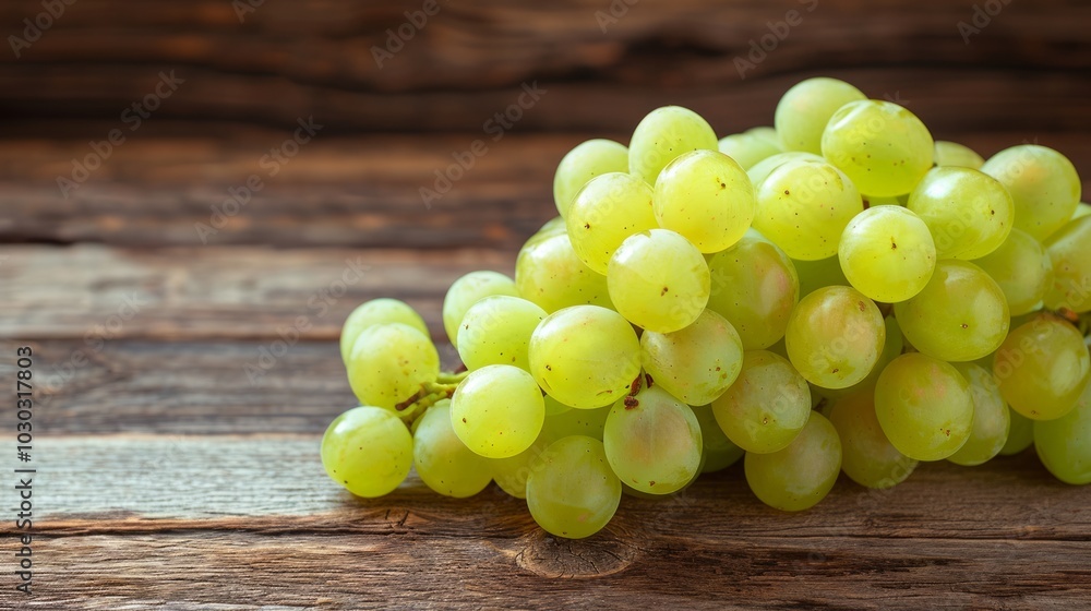 Exquisite Display: A Scenic Array of Japanese Shine-Muscat Grapes on Rustic Wood Background Exquisite Display: A Scenic Array of Japanese Shine-Muscat Grapes on Rustic Wood Background