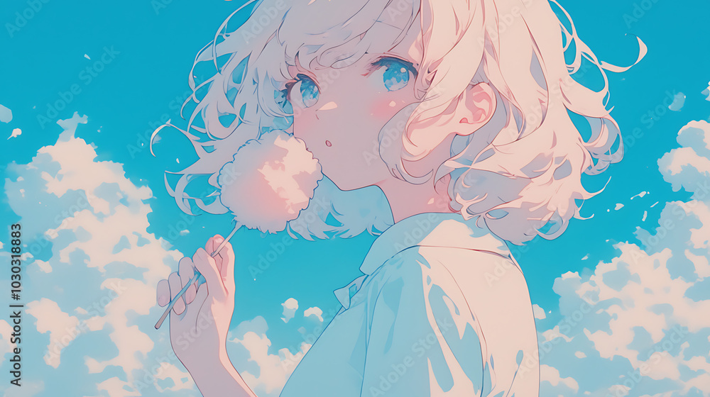 feminine anime girl lots of pink cotton candy feminine anime girl lots of pink cotton candy