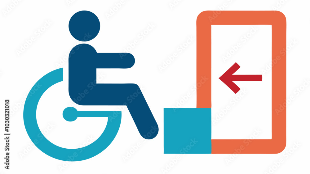Wheelchair Accessible Sign A stylized sign showcasing a wheelchair icon with an arrow pointing towards an accessible entrance indicating ease of access. Wheelchair Accessible Sign A stylized sign showcasing a wheelchair icon with an arrow pointing towards an accessible entrance indicating ease of access.