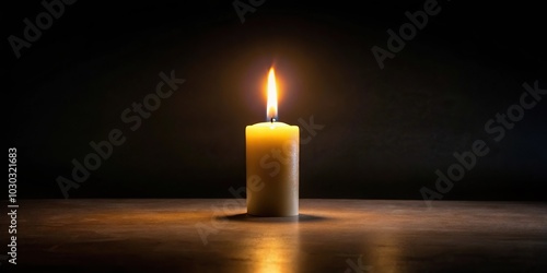 Minimalist photo of a solitary candle in the dark, creating a sense of foreboding