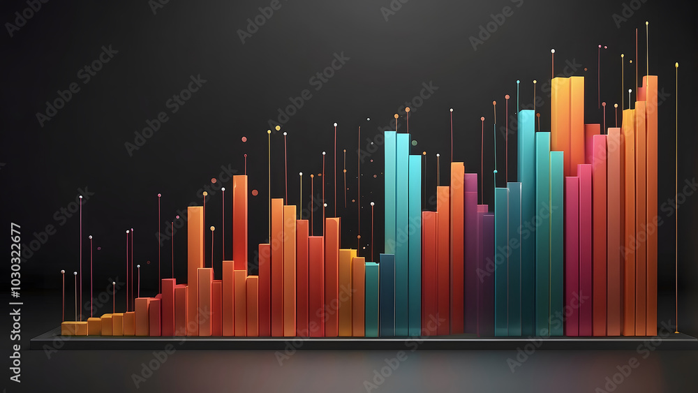 Fototapeta premium Abstract data visualization with vibrant colour gradients ideal for business tech and analytics
