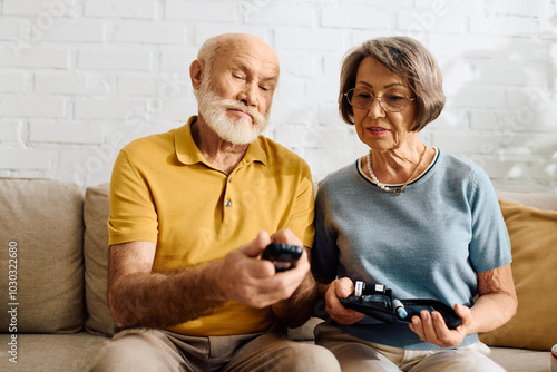 A senior couple enjoys quality time, with the wife assisting her husband in managing diabetes.