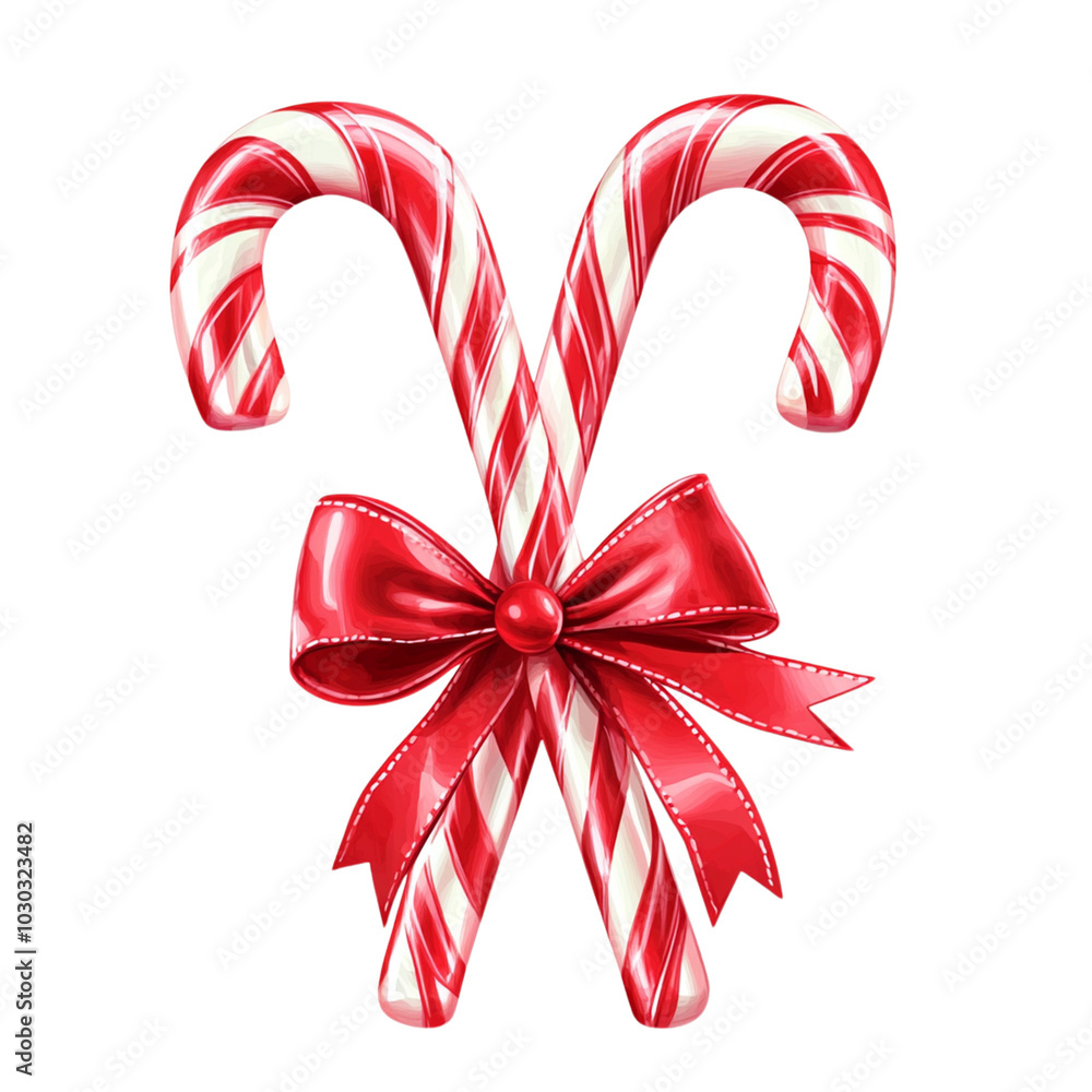 Festive Candy Canes Crossed with a Bow for Holiday Celebrations Festive Candy Canes Crossed with a Bow for Holiday Celebrations