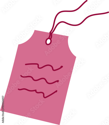 Cute pink tag with heart note or message, perfect for expressing love and affection. Handmade envelope design with doodle style, ideal for valentine day or romantic celebrations.