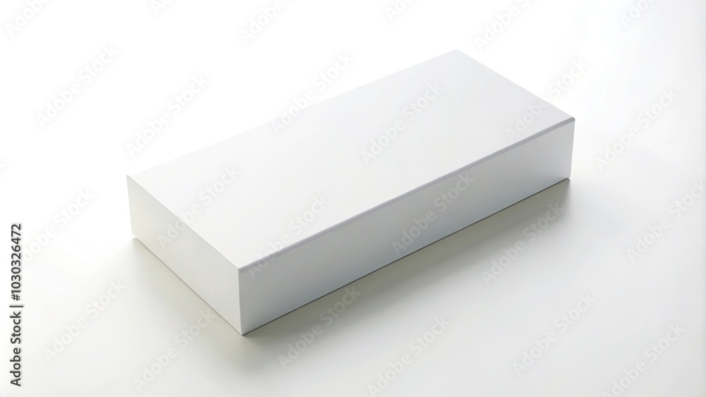 White slim rectangular box from top front view silhouette White slim rectangular box from top front view silhouette