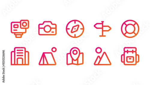 Travel icon pack line gradient style