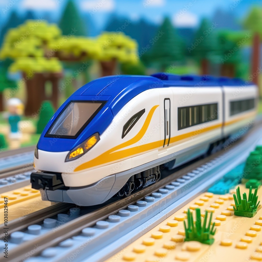 Naklejka premium Speeding Through the Rails: A Super Fast Train on the Railway