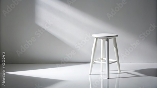 White stool with shadow on white background in studio setting photo