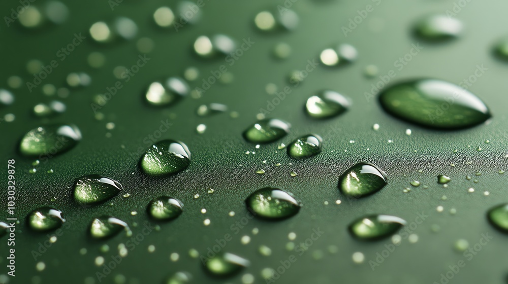 Water droplets on a green surface. Water droplets on a green surface.