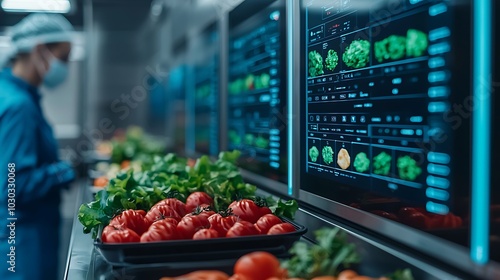 Streamlining food production with advanced technology in modern agricultural facilities photo