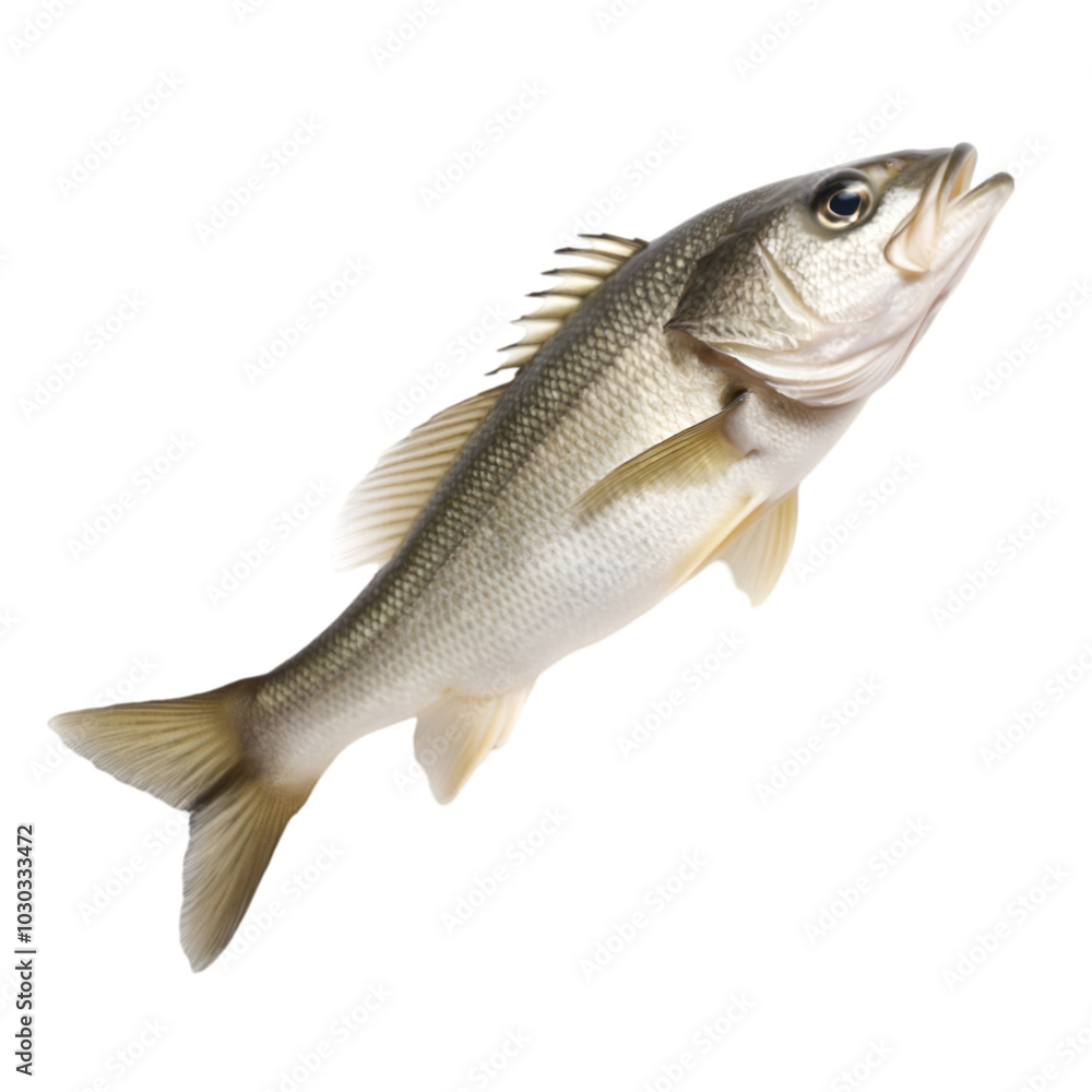 Fresh Sea Bass Fish Isolated on White Background. Fresh Sea Bass Fish Isolated on White Background.