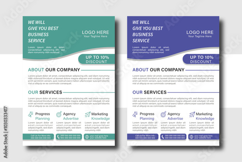 Creative and clean corporate flier template. Vector illustration.Modern presentation card with a4 size. photo