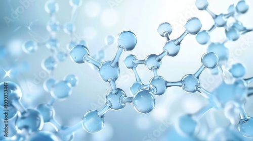 Glass molecules model. Reflective and refractive abstract molecular shape