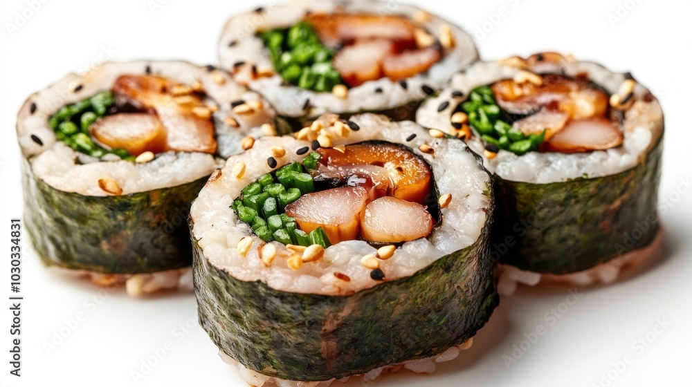 Delightful sushi rolls beautifully arranged with fresh ingredients and delicate flavors ready for a culinary experience Delightful sushi rolls beautifully arranged with fresh ingredients and delicate flavors ready for a culinary experience
