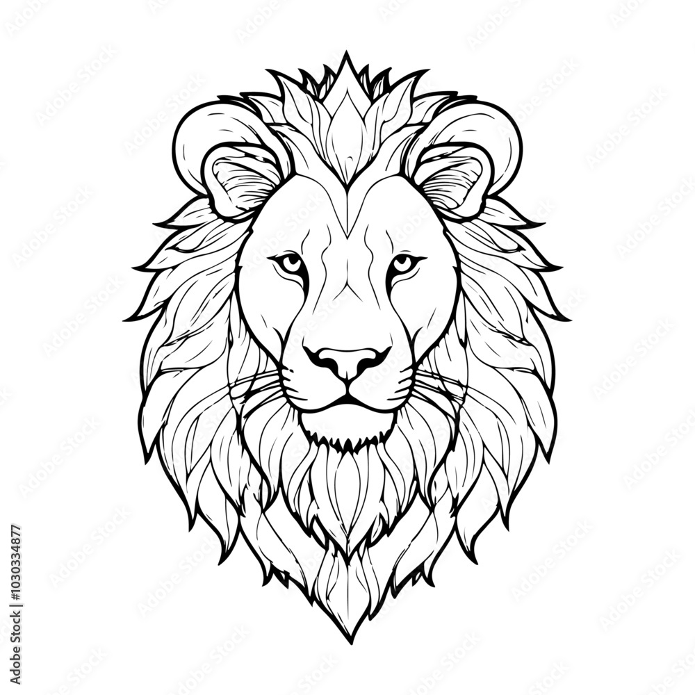 Lion line Art Drawing on an isolated white background Lion line Art Drawing on an isolated white background