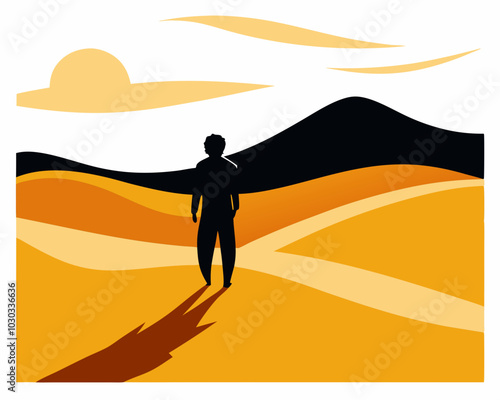 desert sand dunes vector illustration