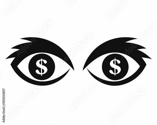 Dollar eyes silhouette vector icon