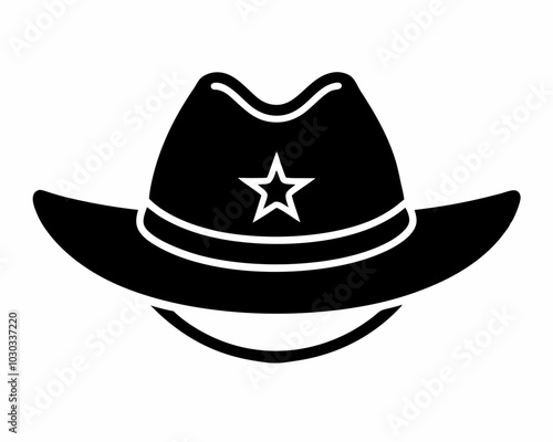 cowboy stetson hat silhouette,sheriff hat silhouette,sheriff hat vector illustration