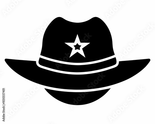 cowboy stetson hat silhouette,sheriff hat silhouette,sheriff hat vector illustration