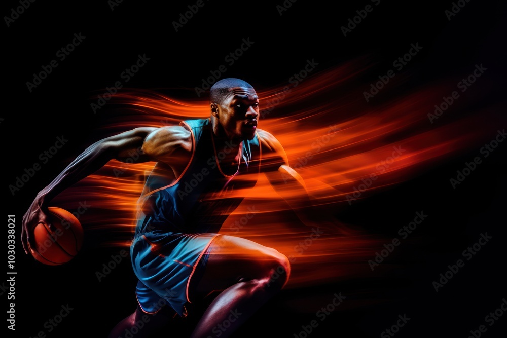 Obraz premium Basketball player sports speed light.