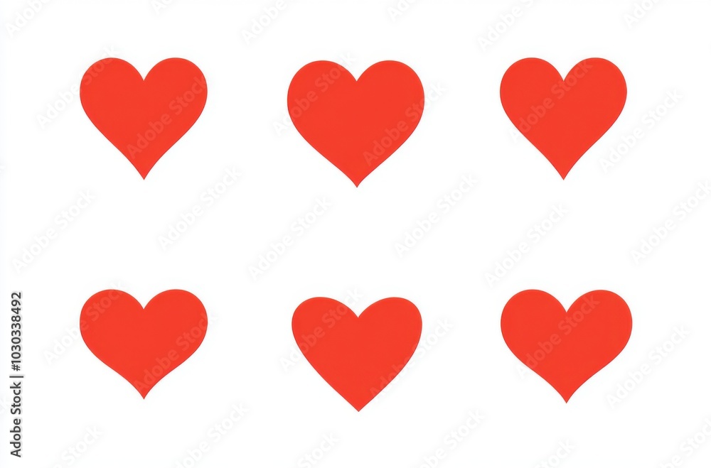 red heart icons on a white background, a simple flat vector illustration with no shadows, no gradients, high resolution, no details red heart icons on a white background, a simple flat vector illustration with no shadows, no gradients, high resolution, no details