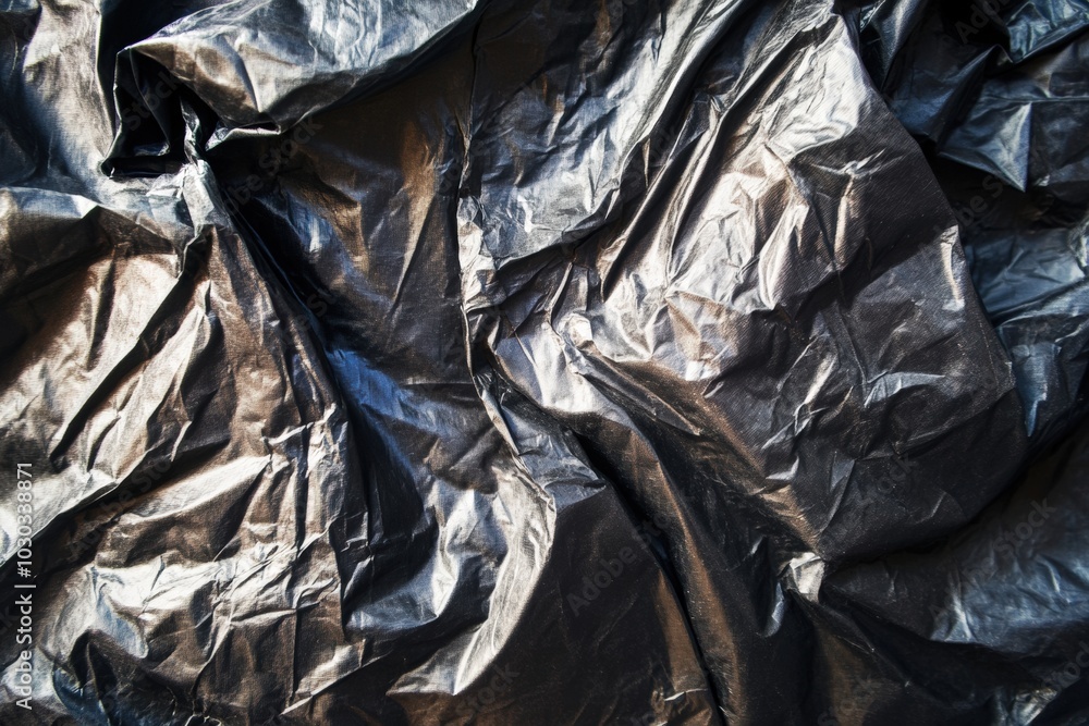 Crumpled Black Plastic Bag Texture Background Crumpled Black Plastic Bag Texture Background