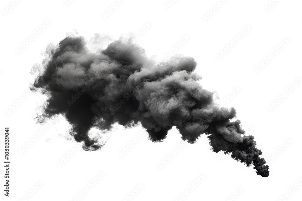 Black Smoke Cloud on White Background Black Smoke Cloud on White Background