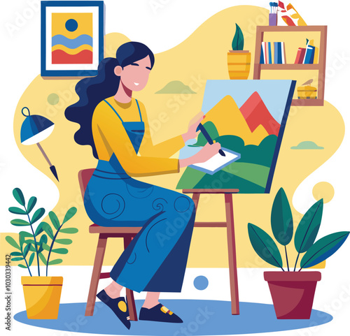 drawing artist painting vector illustration graphic design