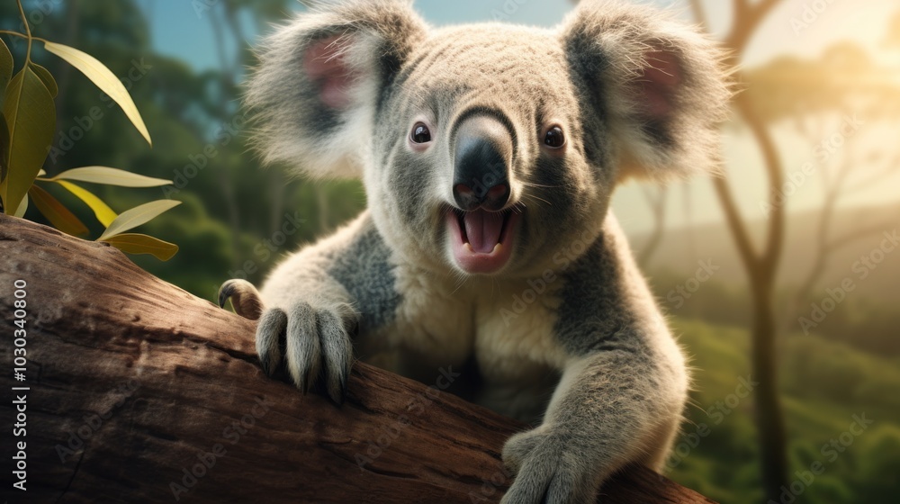 Obraz premium Happy koala pleased to welcome you.