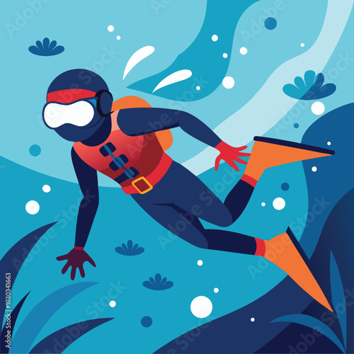 scuba diver diving vector illustration graphic design