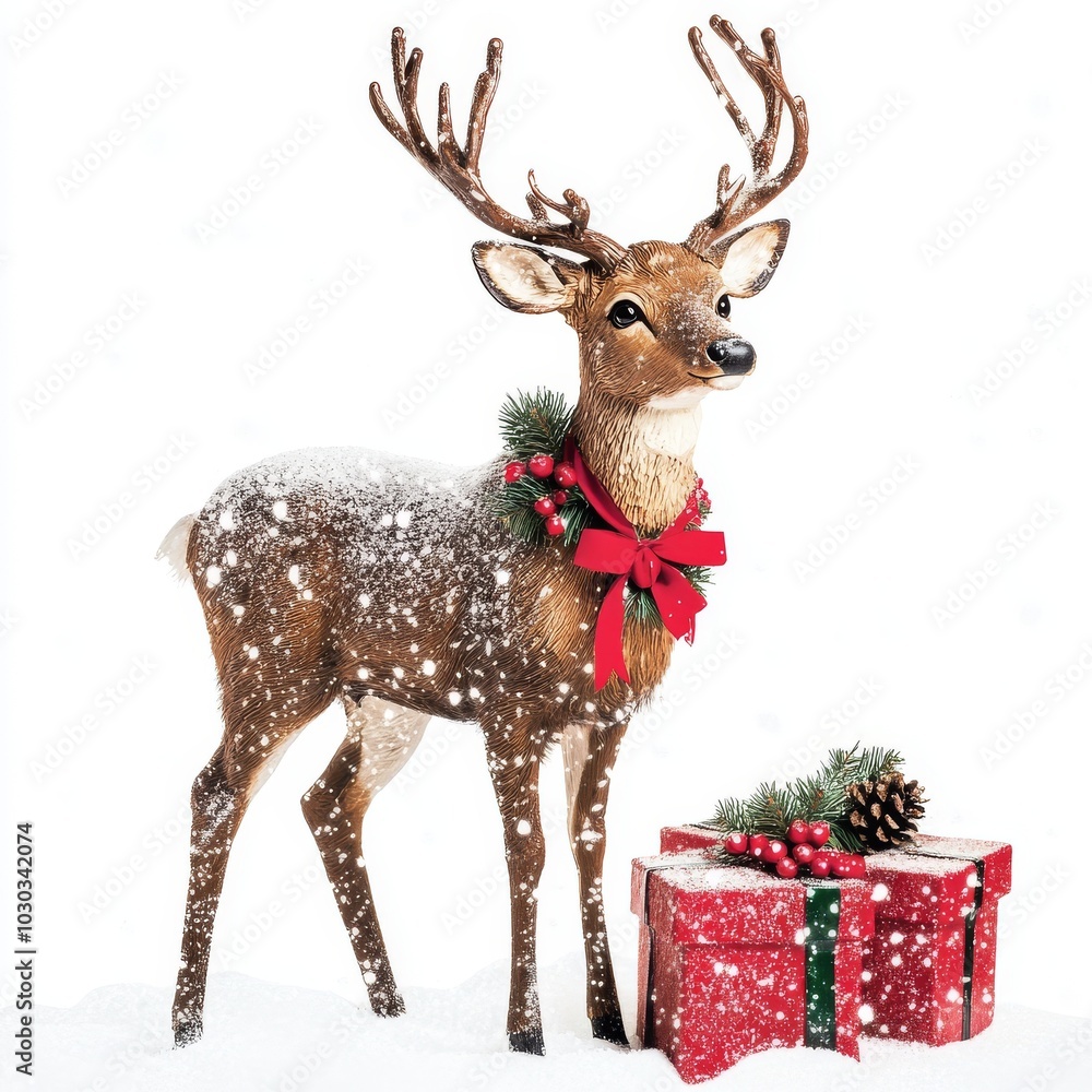 Art of drawn full body Christmas deer on white background isolated Art of drawn full body Christmas deer on white background isolated