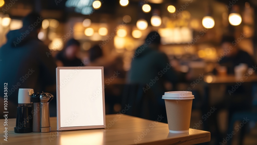 Blank Menu Board on a Table in a Cafe with a Coffee Cup Blank Menu Board on a Table in a Cafe with a Coffee Cup