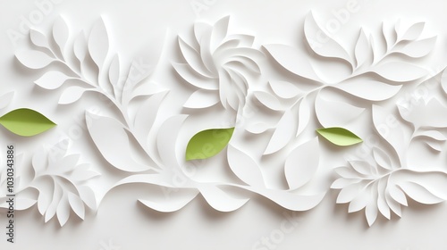 Intricate paper cut vine and tendril pattern with fine lines and graceful curves, paper cut vine, delicate botanical pattern