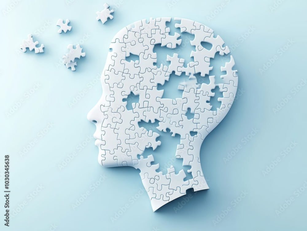 Human head from puzzle pieces, World Mental Health Day Human head from puzzle pieces, World Mental Health Day