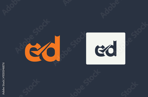 Creative Letter ED and CD Tick Logo - Minimalist Design