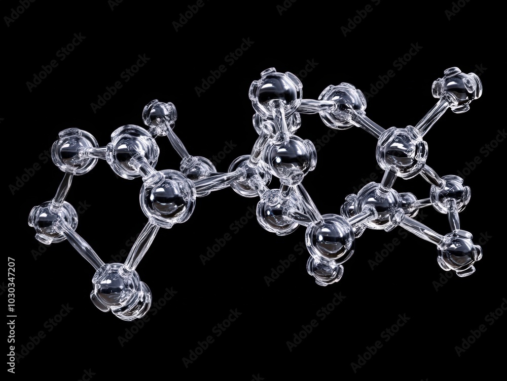 Crystallized Calcium Molecule Structure on Black Background Crystallized Calcium Molecule Structure on Black Background