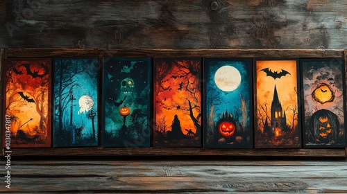 vintage style Halloween art poster
