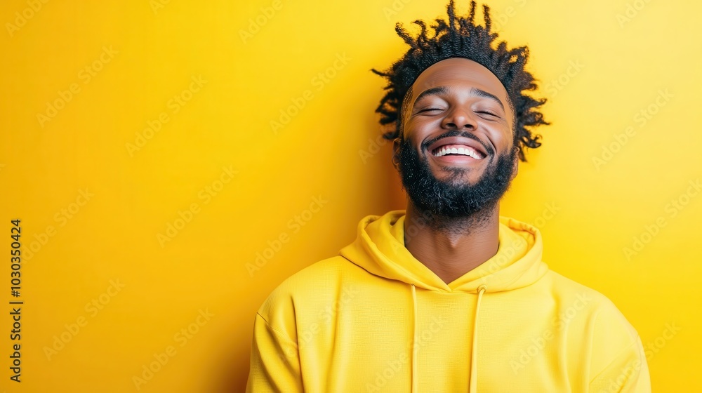 A vivid portrait of an enthusiastic man dressed in yellow with a wide, warm smile, standing against a vibrant background that emphasizes his cheerful demeanor. A vivid portrait of an enthusiastic man dressed in yellow with a wide, warm smile, standing against a vibrant background that emphasizes his cheerful demeanor.