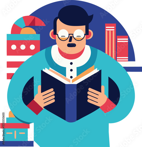 book reader reading vector illustration graphic design