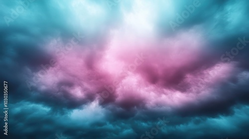 Dynamic sky filled with vibrant pink and blue clouds, creating a captivating and dramatic atmosphere with a sense of movement and shifting weather patterns.