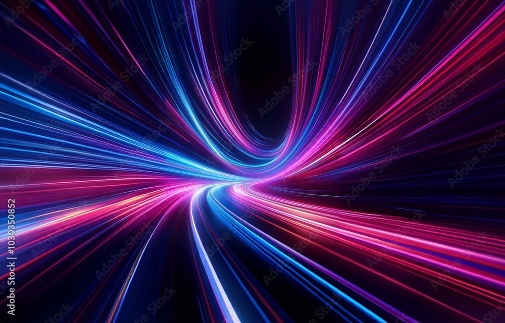 Abstract colorful lines flowing across a dark background. Abstract colorful lines flowing across a dark background.