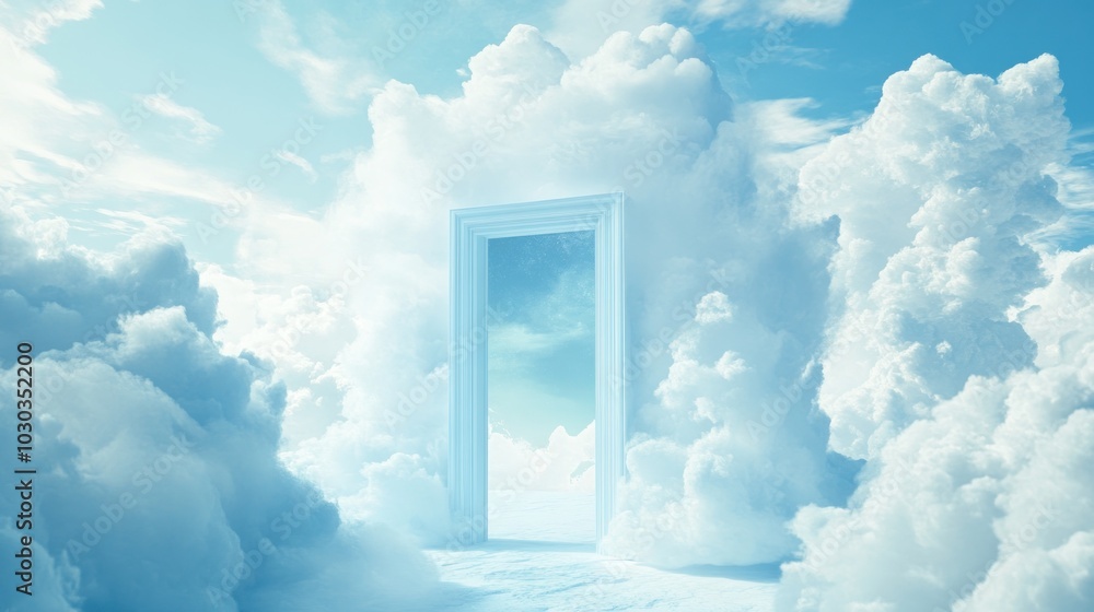 A gateway to spiritual travel in the sky, this view conveys mystery and serenity towards another realm, as if inviting people to explore the world A gateway to spiritual travel in the sky, this view conveys mystery and serenity towards another realm, as if inviting people to explore the world