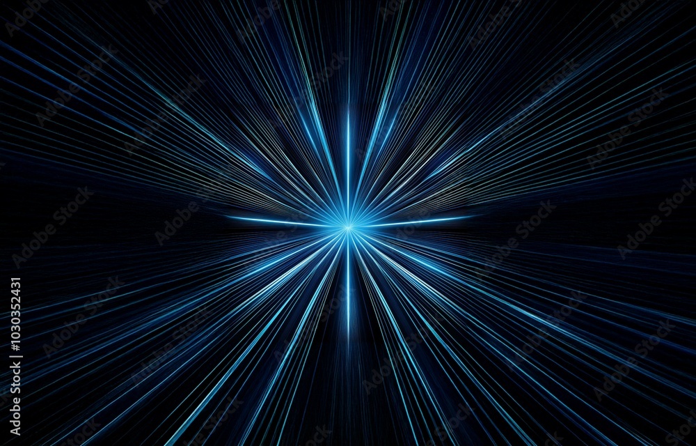 Blue lines radiate outward from a bright point of light against a black background. Blue lines radiate outward from a bright point of light against a black background.