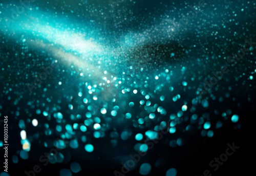 Abstract bokeh background with teal and blue glowing circles on a dark backdrop.